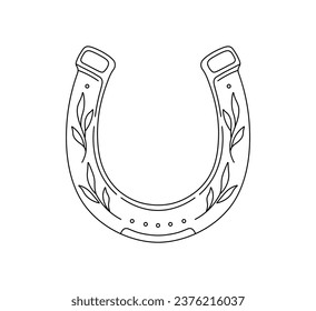 Vector isolated one single simple symmetrical ornate horseshoe colorless black and white contour line easy drawing