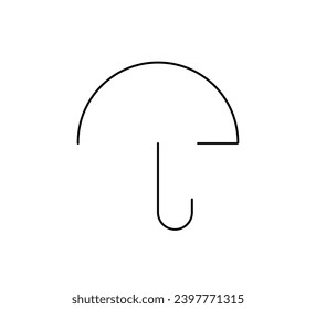 Vector aislado un único símbolo de paraguas de línea simple línea de contorno blanco y negro incoloro línea de dibujo fácil	