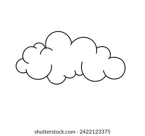 Vector isolated one single simple cloud colorless black and white contour line easy drawing