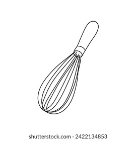 Vector isolated one single simple cooking culinary whisk colorless black and white contour line easy drawing