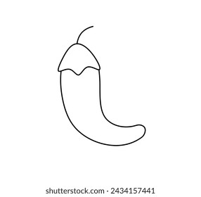 Vector isolated one single simple chili pepper jalapeno colorless black and white contour line easy drawing