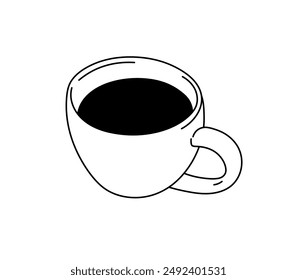 Vector isolated one single simple small cup of coffee colorless black and white contour line easy drawing