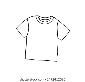 Vector isolated one single simple white t-shirt colorless black and white contour line easy drawing