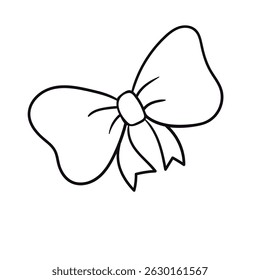 Vector isolated one single simple beautiful ribbon bow gift. Vintage elegant bowtie.