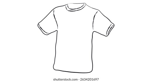 Vetor isolado um simples simples branco t-shirt incolor preto e branco linha de contorno fácil desenho