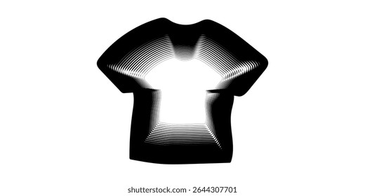 Vector isolated one single simple white t-shirt colorless black and white contour line easy drawing