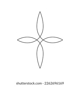Vector isolated one single simplest line arc cross colorless black and white contour line easy drawing