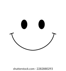 Vector isolated one single simplest smiling face emotion symbol colorless black and white contour line easy drawing
