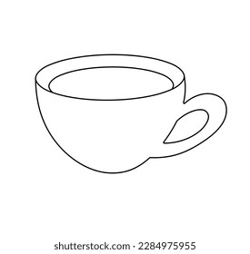 Vector isolated one single simplest small tea cup colorless black   white contour line easy drawing