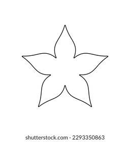 Vector isolated one single simplest five petals flower shape colorless black and white contour line easy drawing