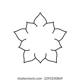 Vector aislado un solo simple cinco pétalos forma de flor línea de contorno blanco y negro incoloro dibujo fácil