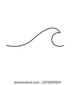 Vector isolated one single simplest line wave colorless black   white contour line easy drawing