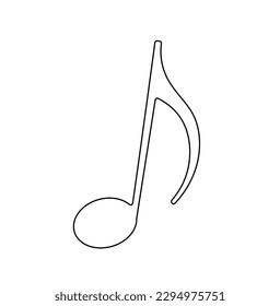 Vector isolated one single simplest musical note colorless black and white contour line easy drawing