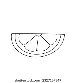 Vector isolated one single simplest semicircular slice of citrus colorless black and white contour line easy drawing