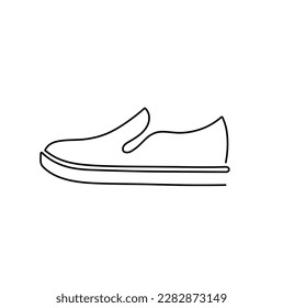 Vector isolated one single slip boot shoe side view colorless black   white contour line easy drawing