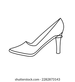 Vector isolated one single slipper shoe side view colorless black and white contour line easy drawing