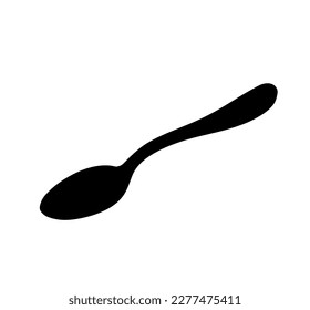 Vector isolated one single spoon colorless black and white outline silhouette shadow shape	