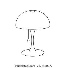 Vector isolated one single table lamp with lampshade colorless black and white contour line easy drawing