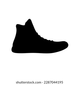 Vector isolated one single textile vintage famous sneaker side view colorless black and white outline silhouette shadow shape