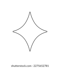 Vector isolated one single tiny simplest four pointed rhomb shaped star colorless black and white contour line easy drawing