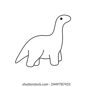 Vector isolated one single tiny dino dinosaur toy side view colorless black and white contour line easy drawing