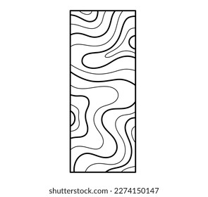 Vector isolated one single vertical rectangle with wooden or marble line texture colorless black and white contour line easy drawing