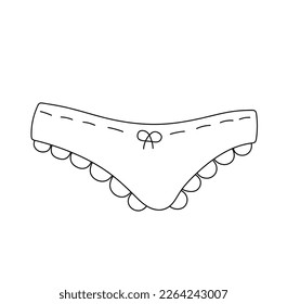 Vector isolated one single woman panties with lace edges underwear colorless black and white contour line easy drawing