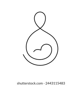 Vector isolated one sinle simple motherhood maternity mother with baby symbol tattoo one single contemporary line art colorless black and white contour line easy drawing