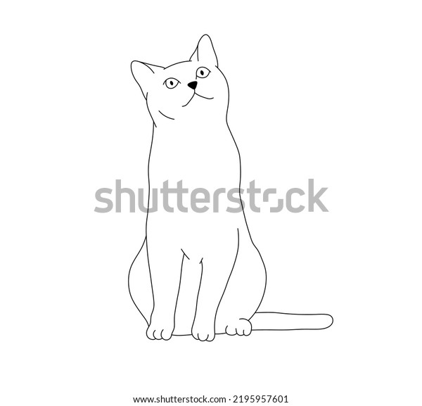 Vector Isolated One Sitting Cat Looking Stock Vector (Royalty Free ...