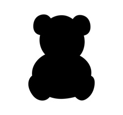 Vector Isolated One Sitting Teddy Bear Toy Full Face Colorless Black Outline Silhouette Shadow