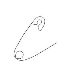 Vector Isolated One Small Simple Open Safety Pin Colorless Black And White Contour Line Easy Drawing