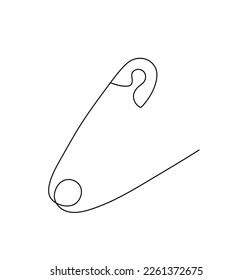 Vector isolated one small simple open safety pin colorless black and white contour line easy drawing