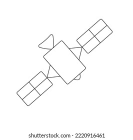 Vector isolated one space satellite colorless black and white contour line easy drawing