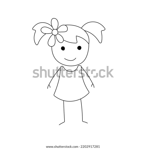 Vector Isolated One Stick Figure Kids Stock Vector (Royalty Free ...