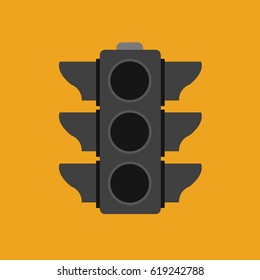 Vector isolated one stoplight symbol icon object. buttons in traffic light sign illustration flat design. stop, ready, drive & go for transportation or business with a orange flat design background