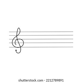 Vector isolated one treble clef symbol in music notebook colorless black and white contour line easy drawing