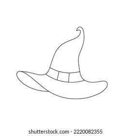 Vector isolated one witch cap hat  colorless black and white contour line easy drawing