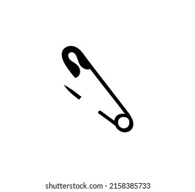 Vector isolated open stuck safety pin  outline black colored silhouette shadow stencil