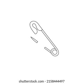 Vector isolated open stuck safety pin  colorless black and white contour line drawing