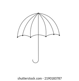 Vector isolated open umbrella cane with a round dome colorless black and white contour line easy drawing