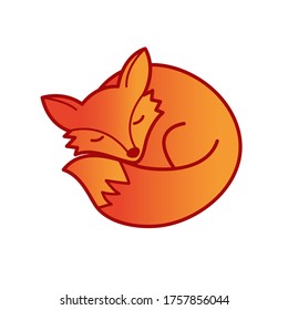 Vector isolated orange fox icon. Creative logo concept