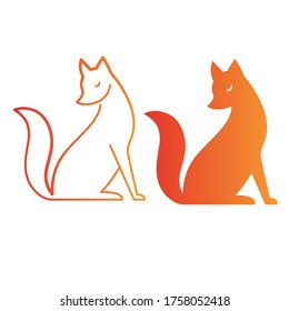 Vector isolated orange fox icon. Creative logo concept