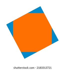 Vector isolated orange square with blue corners abstract geometric minimalism painting