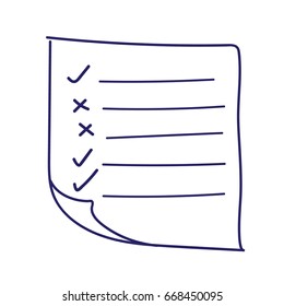Vector isolated outline hand drawn check to do list, bullet, check mark and check box in a doodle sketch cartoon style. Paper note with task plan.
