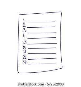 Vector isolated outline hand drawn check to do list, bullet, check mark and check box in a doodle sketch cartoon style. Paper note with task plan.