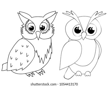 vector isolated owl character, book coloring