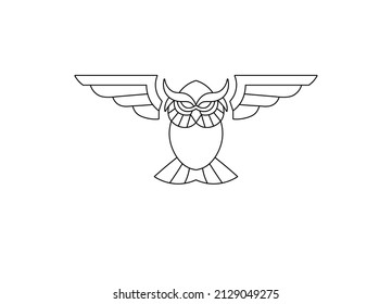 Vector isolated owl geometric colorless black and white drawing