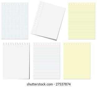 VECTOR. Isolated pages of notebook on the white