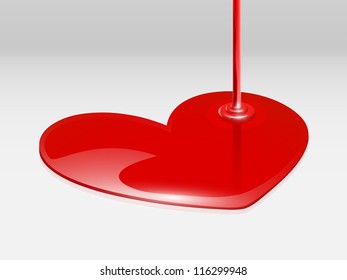 Vector isolated paint red heart. Part of set. Vector art.