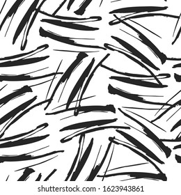 Vector isolated paintbrush strokes background for fabric. Marker stripes seamless pattern. Distressed brush smear texture.  Chinese rough dirty textile backdrop.